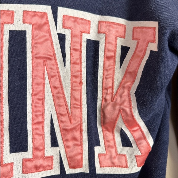 VS Pink Blue Pink Hoodie Satin Logo Drawstring Women’s XS - Picture 4 of 10